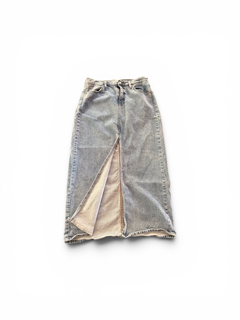Long Denim Skirt with Slit in Front. Relaxed and sexy, all at the same time!
